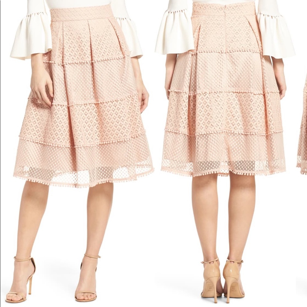 NWOT Eliza J Banded Lace Midi Skirt